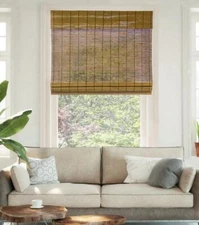 Chicology Brown Acorn Cordless Woven Bamboo Roman Shade 34" x 64"