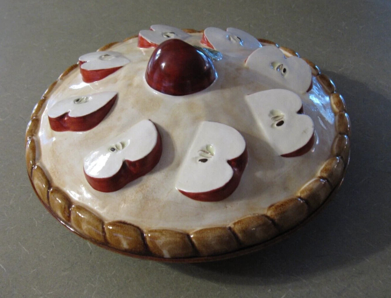 Covered Pie Dish, 11" Apple Pie Ceramic Pie Holder from Over and Back Inc.
