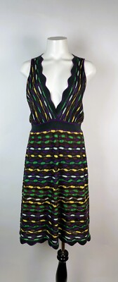 M Missoni geometric Pattern Knit Sleeveless sheath dress scallop trim 10