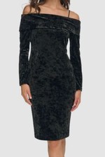 Calvin Klein Women's Black Velvet Off-The-Shoulder Sheath Dress Size 4