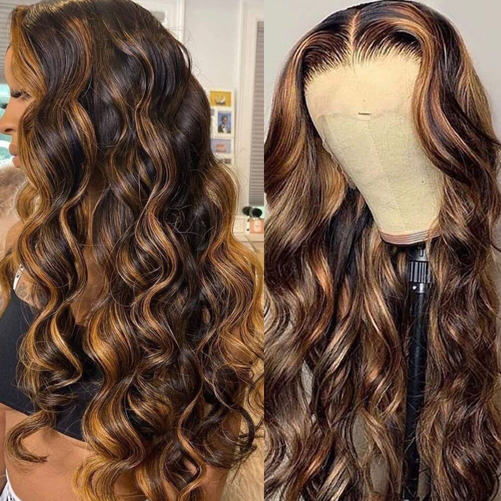 HD Glueless Brazilian Body Wave Lace Front Wig Ombre Human Hair