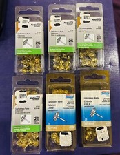 6 Units - National Hardware N279-083 Round Head Upholstery Nails Hammered Brass