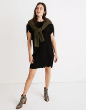 Madewell Crewneck Button-Back Easy Dress Womens Size XS Black Short Sleeve Knee