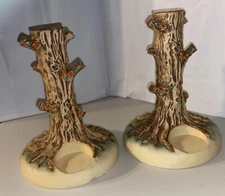 2 Goebel tree trunk candle holders -170012