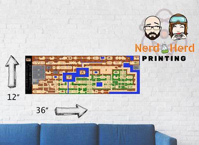 Legend of Zelda Overworld ''Quest 1'' Map Poster 36x12 or 44x15 inches All Secrets
