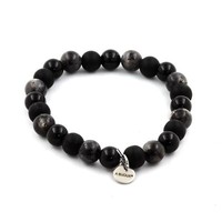 Steine Und MinéRaux. Armband Perlen Labradorit + Schwarzer Achat + Onyx Matt
