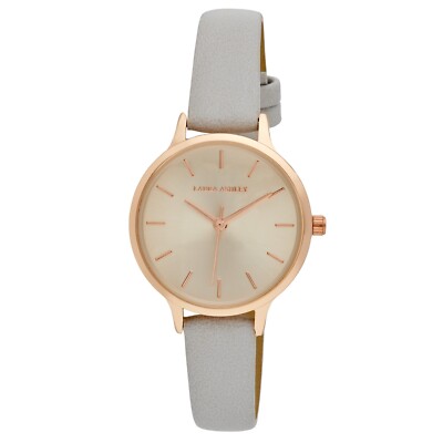Laura Ashley Womens 30mm Clean Round Vegan Leather Strap Watch