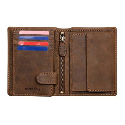 Men's Wallets by DiLoro Bifold Flip ID Leather Wallet Vertical Slots Dark Brown