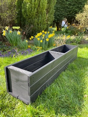 RUDDINGS WOOD Wooden Planter Garden Patio Troughs Flower Plant Pot Boxes Fully Assembled Black