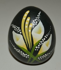 Nice Vintage Hand Painted Floral EGG Hollow Figurine Rare Signed 1987 NM