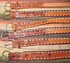 Viintage C M Co Western Buckstitch Leather Belts 6 pc Size 26 NEW