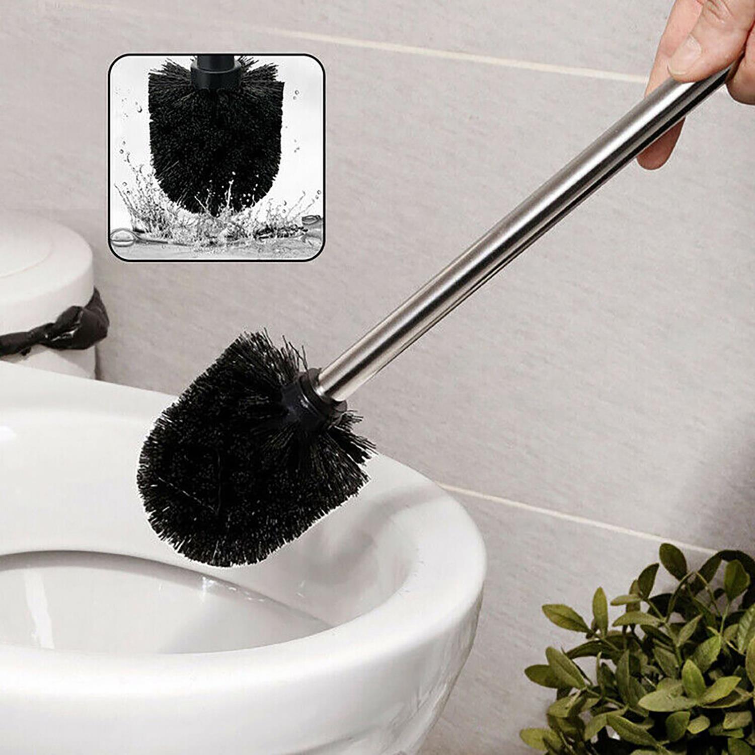 2x Stainless Steel Toilet Brush Bathroom Cleaning Sturdy Bristles ...