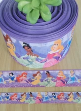 7/8, 1.5 & 3" (1 YD) Disney Princess Grosgrain Ribbon Cinderella Ariel Jasmine