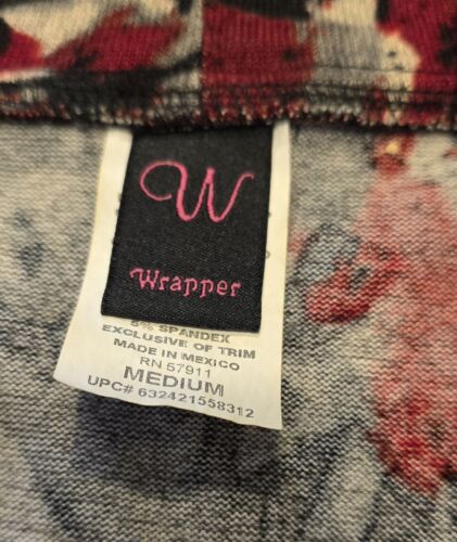 Classy Womens Wrapper Top belted cowl neck red black gray top sz M - Picture 2 of 5