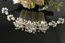 Stunning gold tone flower bridal wedding crystal hair accessories ha30027