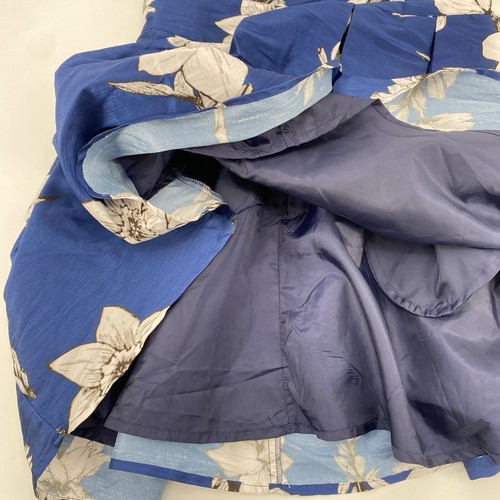 Wayward Fancies Size 12 / Large Custom Floral Blue Dupioni Mini Dress - Picture 12 of 12