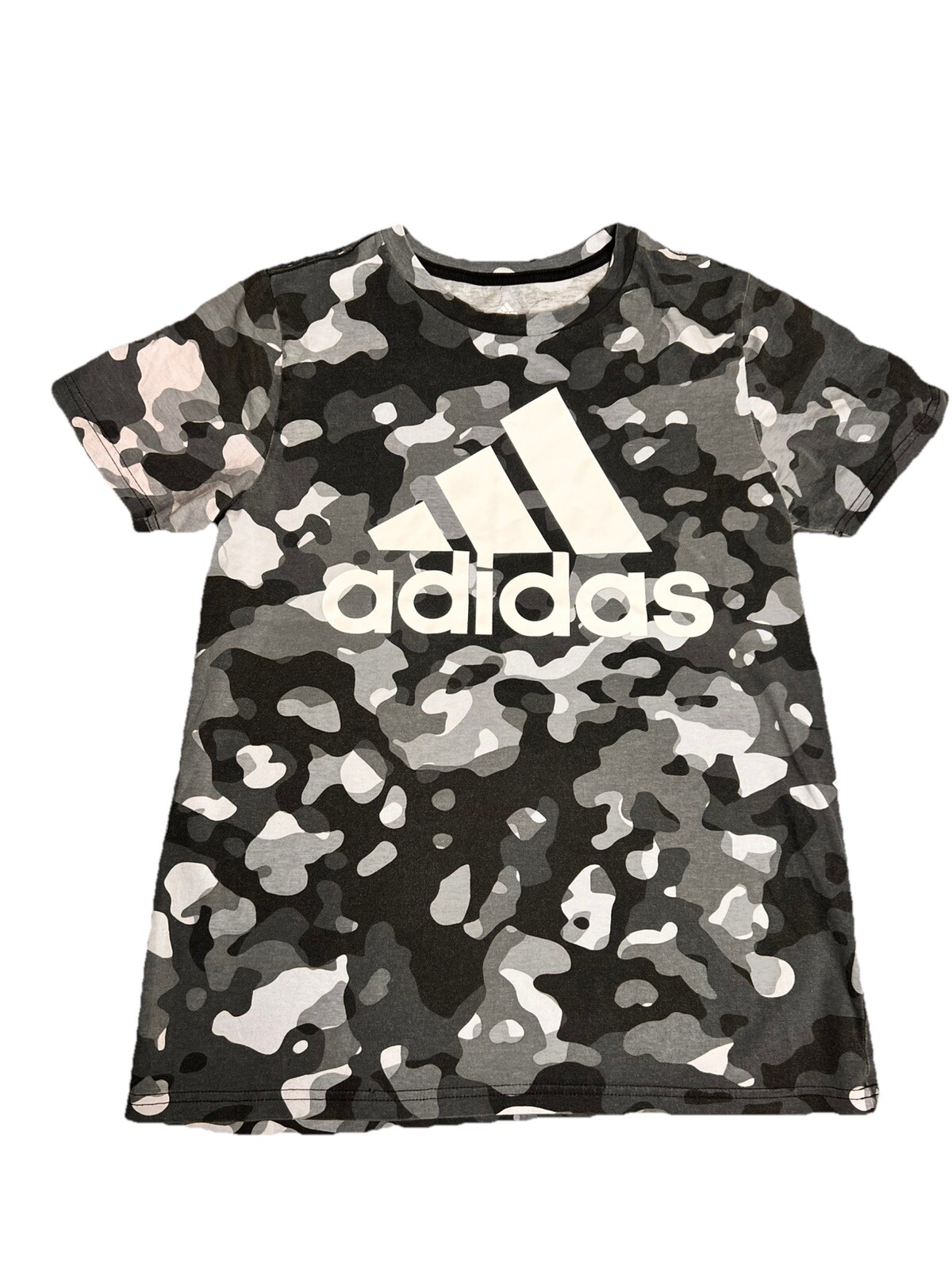 Adidas Core Camo Print T Shirt Gray And Black Boys Size Large