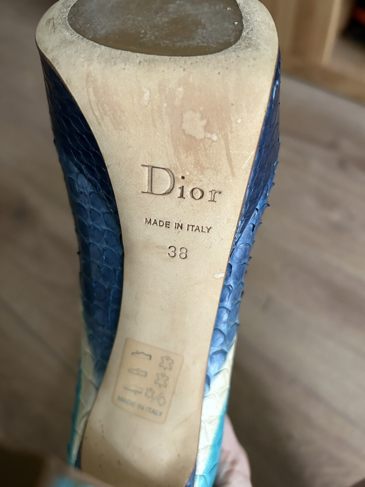 Dior Multicolour Python Texture Leather Peep Toe … - image 10