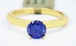 LAB CREATED TANZANITE  1.16 Cts RING 14K YELLOW GOLD PLATED (.925) - NWT