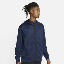 NEW MEN’S NIKE DRI-FIT SPOTLIGHT FULL-ZIP HOODIE IN NAVY BLUE BLACK! $65 RETAIL!