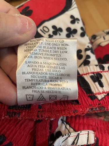 Pantalones de pijama para hombre rojos tarjetas de póker palos bolsillos salón cordón talla grande - Imagen 4 de 6