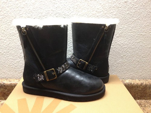 UGG Blaise Crystal Black Leather Boot US 6 / EU 37 / UK 4,5 - Bild 1 von 6