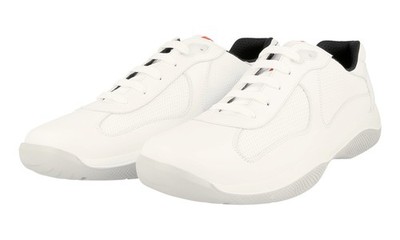 PRADA Leather Americas Cup Linea Rossa Sneaker - 4E2043 - White - NEW - 9 43