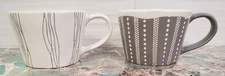2 Potter's Studio Abstract Geometric Spots Lines Coffee Mugs Mug Gray Off-white