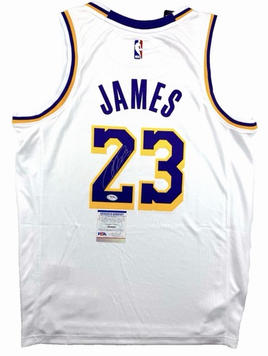 AUTO LeBron James SIGNED Los Angeles Lakers Custom White Jersey w/ PSA Authentic