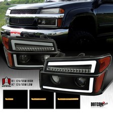 Black/Smoke Fit 2004-2012 Chevy Colorado GMC Canyon Headlights+LED Corner Lamps