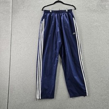 VINTAGE Adidas Men Activewear Pants M Navy Track Pants Logo Stripe 28" Inseam
