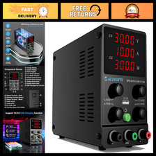 Adjustable 0-30V 10A DC Power Supply, 4-Digit LED Display, USB Port, Fine Coarse