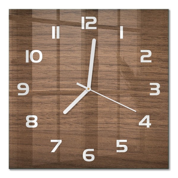 Moderne Glas-Wanduhr Glasuhr Aus Glas Holzhintergrund WeißE Zeiger 30X30 Cm-image