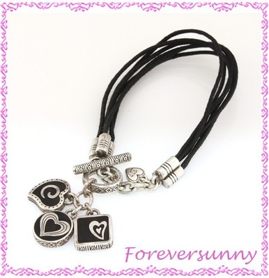 Brighton Midnight Sun Black Corded Heart Bracelet