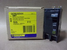 New Square D QOB QOB250VH 2 Pole 50 Amp 22K AIC 240V Yellow Circuit Breaker NIB