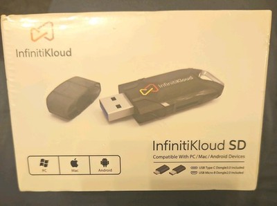 InfinitiKloud SD- USB Powered Backup Drive- PC Mac Android- NEW & SEALED
