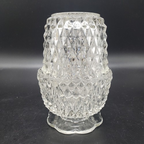Vintage Diamond Point Clear Glass Fairy Lamp