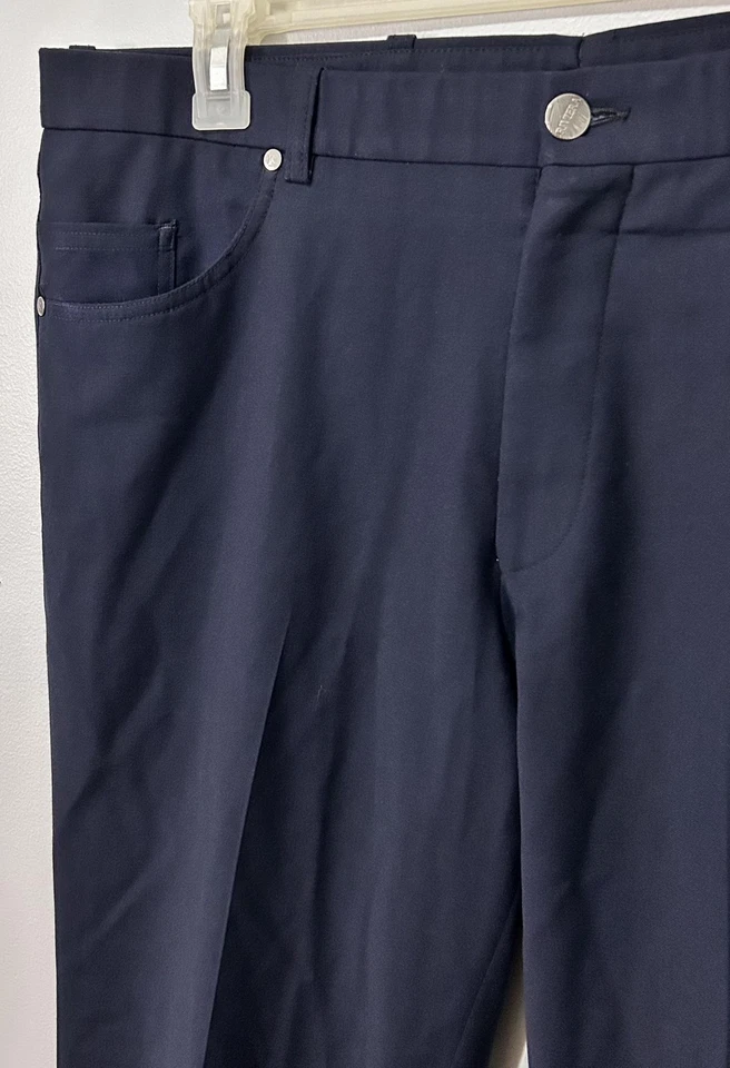 Riviera by Jack Victor 裤子男式 35R 海军蓝羊毛混纺 Journey Union 制造 38x30 — 第 3/4 张图片