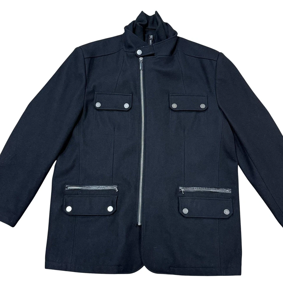 Abrigo Emanuel Ungaro para Hombres Mezcla de Lana Cuero Ribete XXL Foto 3 de 4