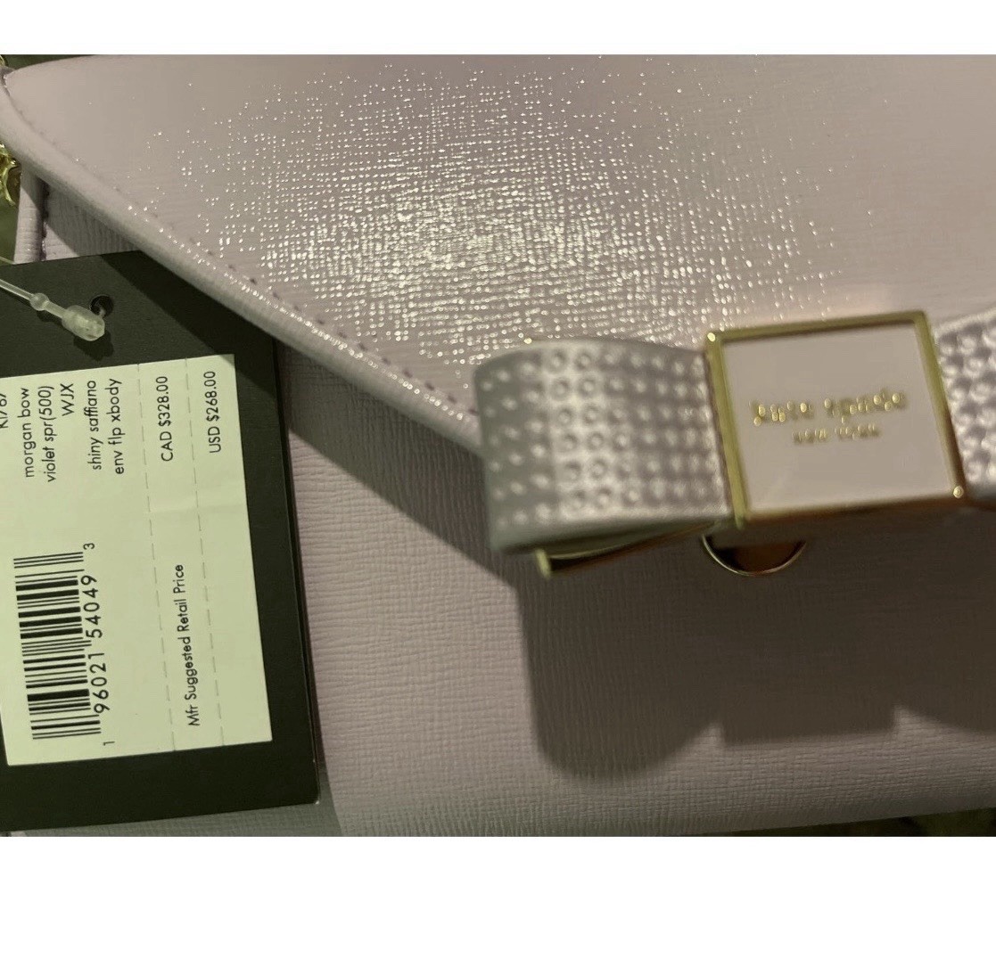 Kate Spade New York Morgan Bow Envelope Flap Crossbody Bag in Violet Spritz. NEW thumbnail 4