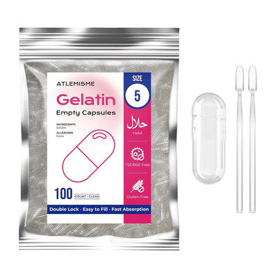 Empty Gelatin Capsules Size 5 - (100 Count) Very Small Empty Capsules Ideal f...