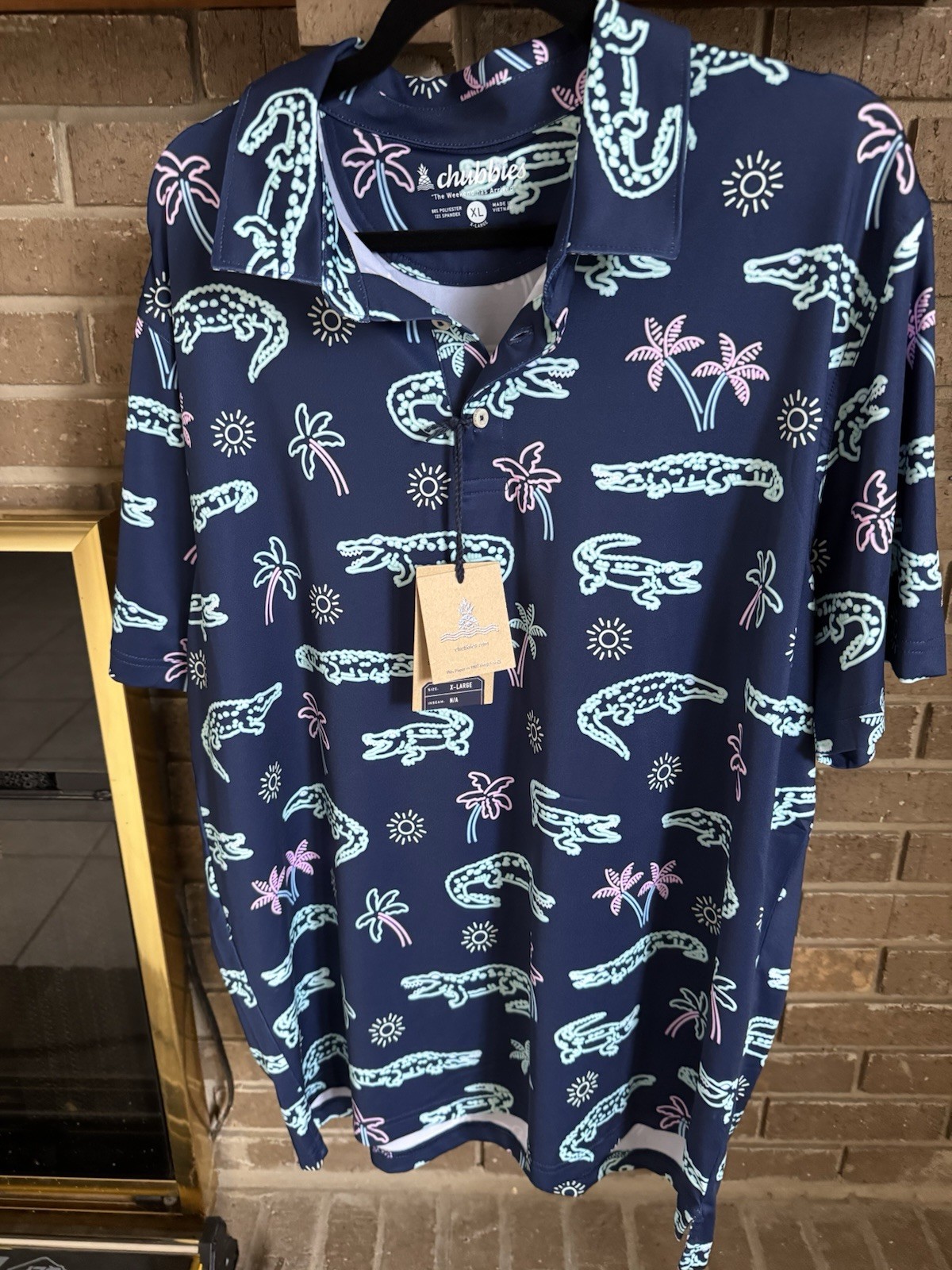 Chubbies Performance Polo The Neon Glade Men’s XL Navy Stretch