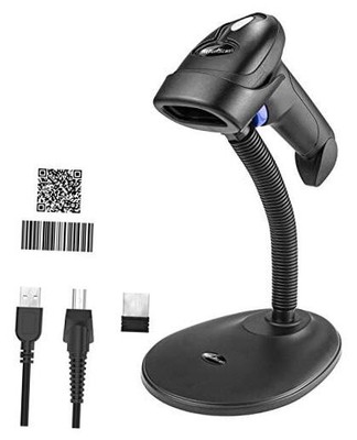 Wireless 1D 2D Barcode Scanner with Stand,  Portable Automatic QR Code Scanner 