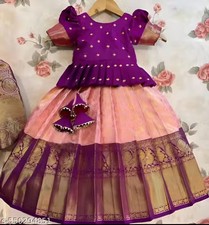 Kerala traditional kid's pattupavada set/ kids pattu pavadai set