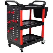 Rolling Auto Detail Cart Car Wash Tool Organizer Utility Trolley w/Panel & Hook