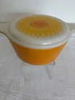 Vintage 1.5 Qt Round Yellow Pyrex Casserole Dish Sunflower Daisy Lid 474-b mint