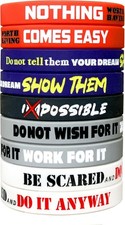 12 Pack Motivational Wristbands for Men, Women  Teens, 12X8  Silicone Bracelets