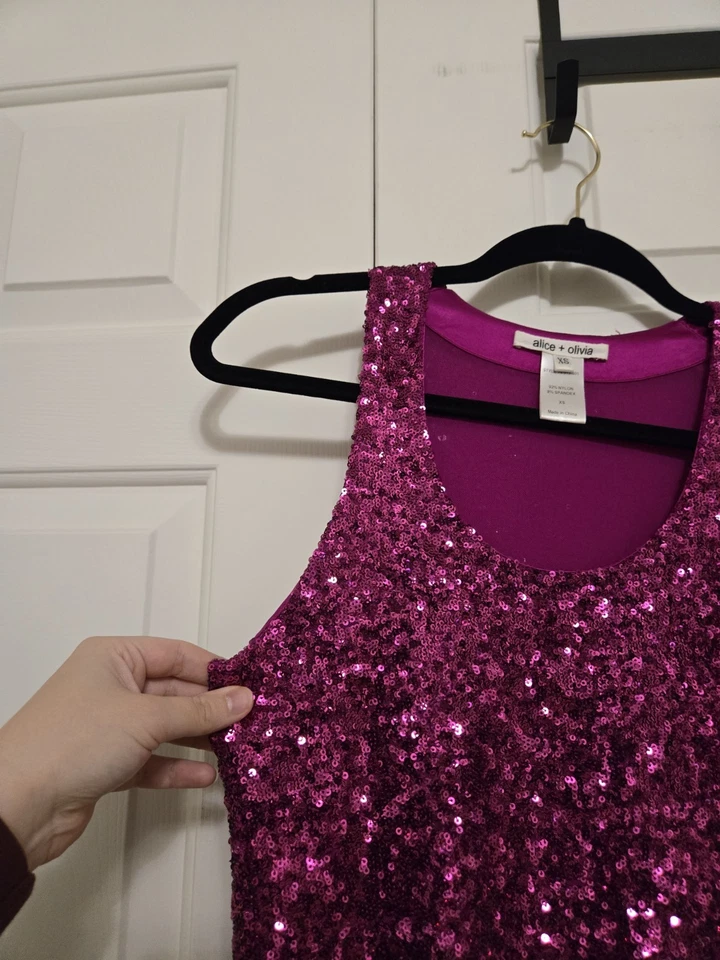 Alice + Olivia Sequin Mini Cocktail Dress In Hot Pink Size XS - Image 2 of 4