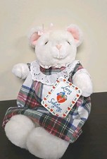 Eden Lanz of Salzburg Bear plush Stuffed animal 10" Plaid nightgown