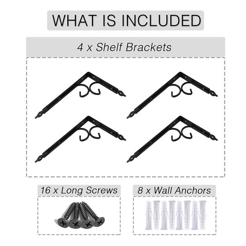 (4RZ) OVOV 12” Shelf Brackets – 4pcs Heavy Duty Wall Mount for Home, DIY - Picture 3 of 9